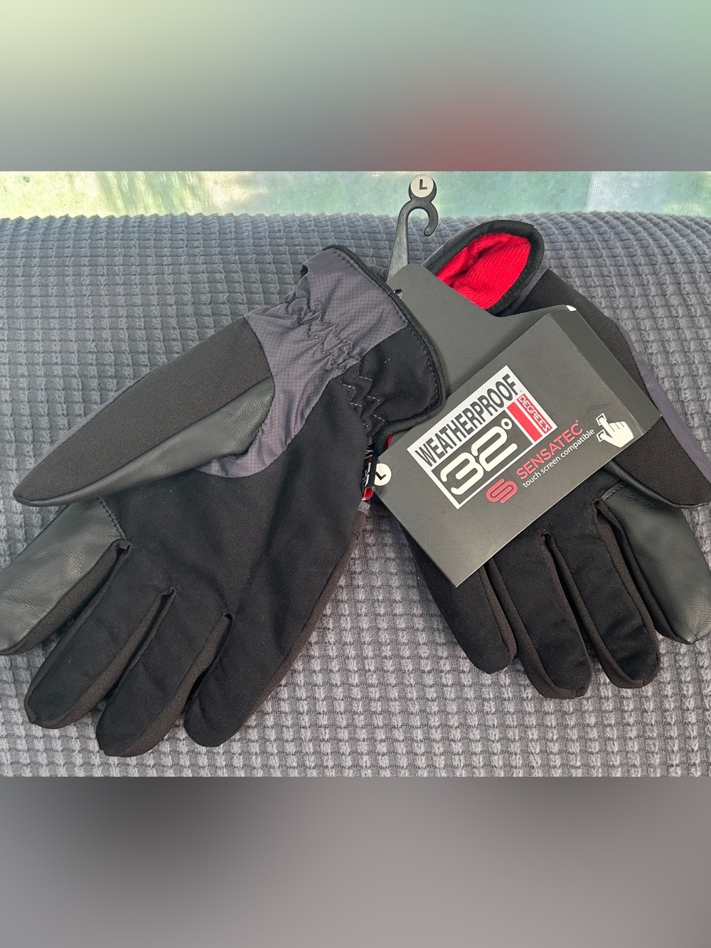Weatherproof Men’s Black and Red Winter Gloves with SensaTec Touch